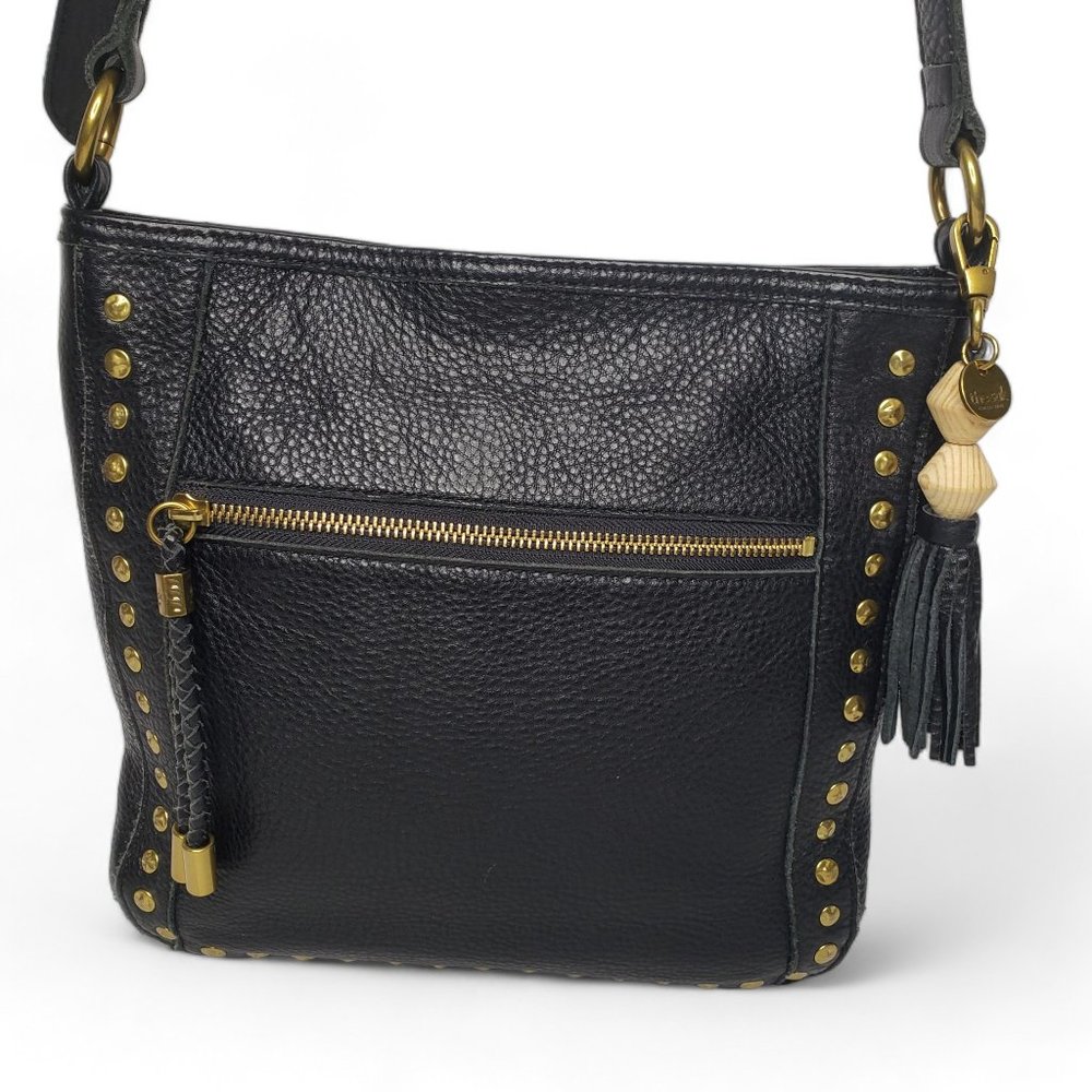 The Sak Sutton Black Pebble Leather Gold Studded Crossbody Purse - Picture 3 of 10